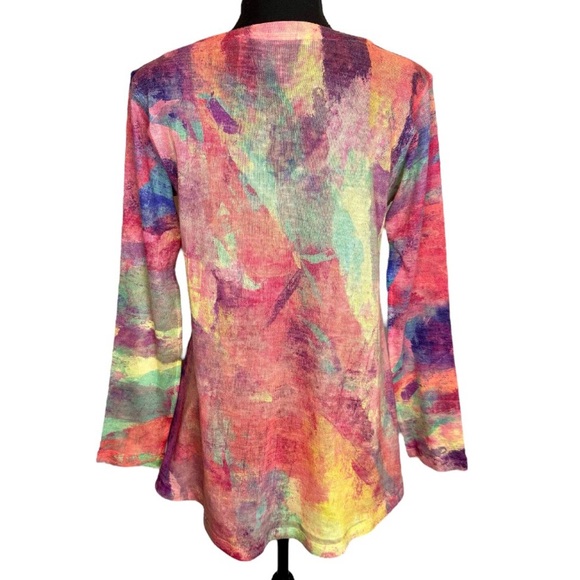 Soft Surroundings Plein De Couleurs Abstract Watercolor Print Knit Top Size S - Picture 2 of 7